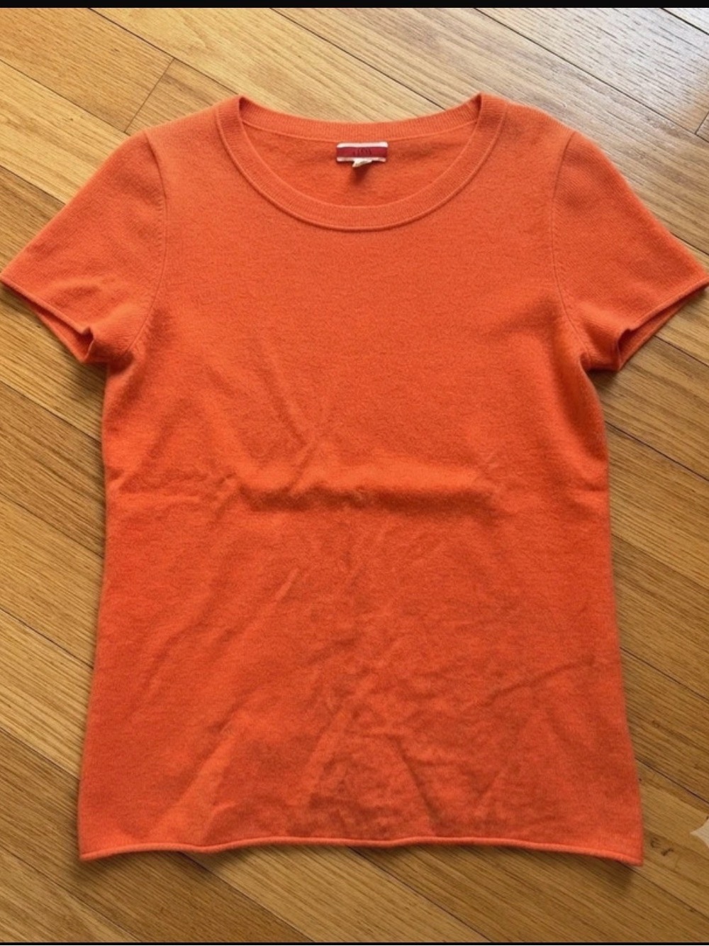 J. Crew Short-Sleeve Cashmere Crew Neck Sweater - Orange